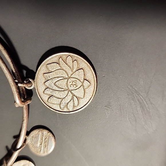 Alex And Ani Silver Lotus Charm Bangle Bracelet - Picture 2 of 7